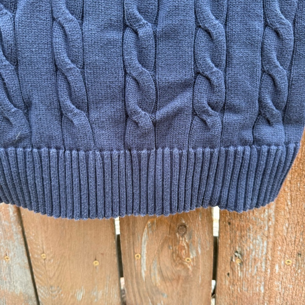 Brooks Brothers Navy Red White V Neck Cable Knit Tennis Sweater Vintage Small - Picture 10 of 10